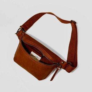 Cognac Leather Belt Bag / Fanny Pack / Waist Purse